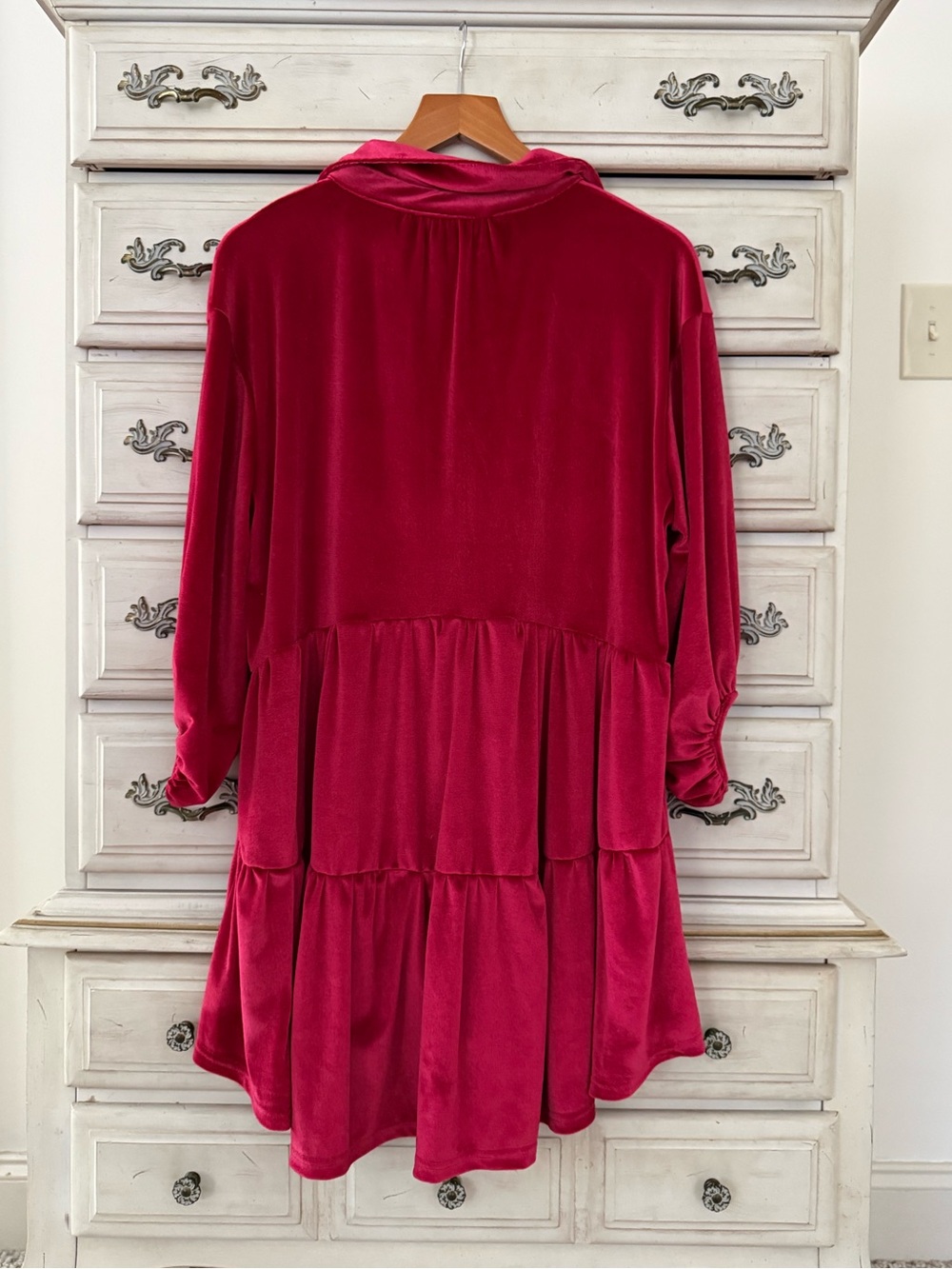 Red Velvet Button Shirt - Picture 3 of 4
